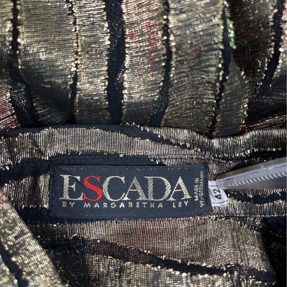 Vintage Escada By Margaretha Ley Metallic Blouse With Ruffle Detail Size 42 - Picture 4 of 6